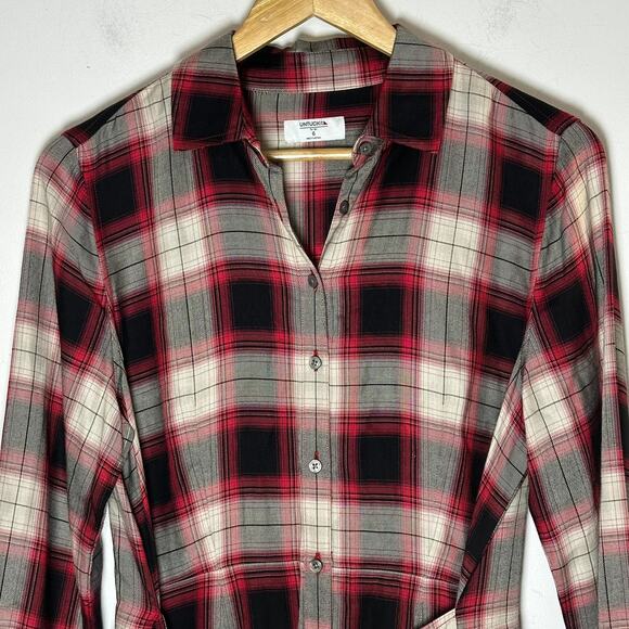 Untuckit Plaid Rachel Wrap Dress Red‎ & Black Plaid Womans 6 - Picture 4 of 14
